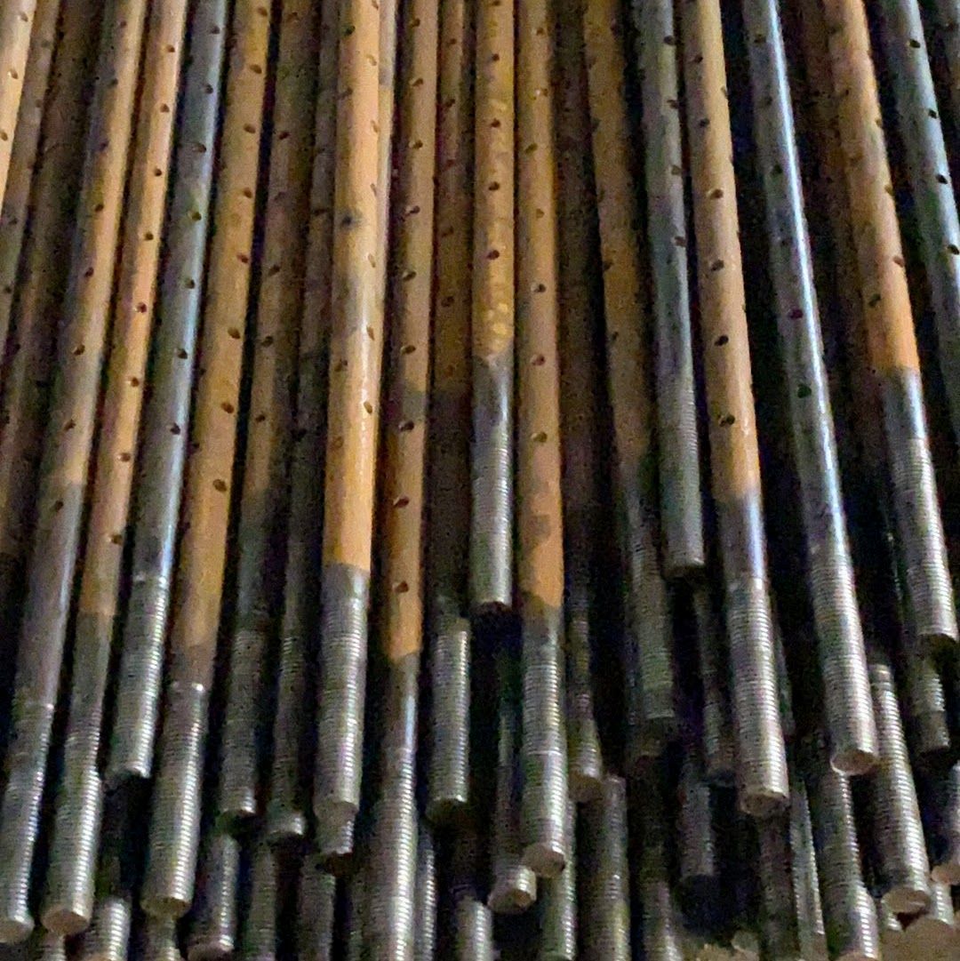 Rolled thread run out detail on anchor bolts showing transition from shank to thread